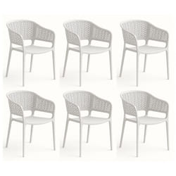 Pegane - Lot de 6 chaises de jardin empilables en résine coloris blanc - Longueur 59 x Profondeur 56 x Hauteur 79 cm