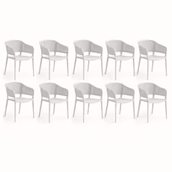Découvrez notre lot de 10 chaises de jardin moderne en plastique blanc, au design élégant et minimaliste. Ce lot est dotée d’ ...