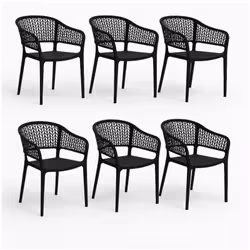 Découvrez notre lot de 6 chaises de jardin moderne en plastique anthracite, au design élégant et minimaliste. Ce lot est doté ...