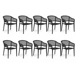 Lot de 10 chaises de jardin empilables en résine coloris anthracite - Longueur 59 x Profondeur 56 x Hauteur 79 cm