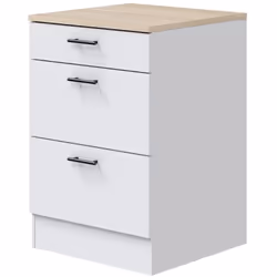 Ce meuble bas de cuisine en bois mélaminé coloris blanc brillant allie élégance et fonctionnalité. Conçu pour offrir un stock ...