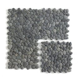 Pegane - Carrelage de mosaïque (Boite de 1m²)/Galet de mer / Maille décorative aspect pierre coloris noir mat - 33 x 33 cm