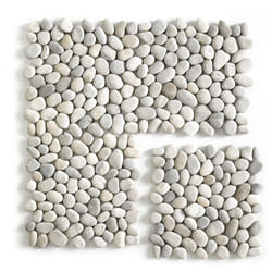 Pegane - Carrelage de mosaïque (Boite de 1m²)/Galet de mer / Maille décorative aspect pierre coloris marron mat - 33 x 33 cm