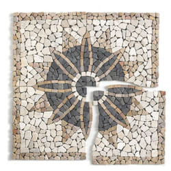 Pegane - Rosace en marbre, travertin multicolore - 80 x 80 cm