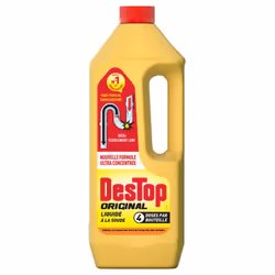 Déboucheur liquide à la soude 1L DESTOP - Attaque le bouchon rapidement, simplement et efficacement. - Une nouvelle formule a ...