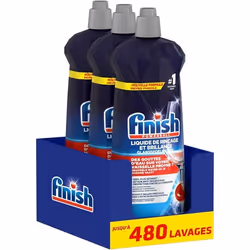 Finish Liquide de Rinçage Brillance et Séchage- Produit Lave-Vaisselle - Jusquà 480 lavages - 2400ml en Lot de 3