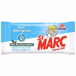 St Marc Lingettes Biodégradables Anti-Allergènes, 42 pièce(s), Unisexe, 42 feuilles, Sac en polyéthylène
