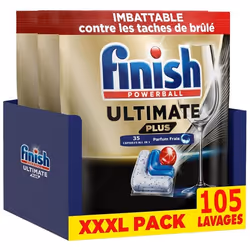 Finish Ultimate Plus Pastilles Lave-Vaisselle All in One- Parfum Frais - 105 Tablettes Lave-Vaisselle