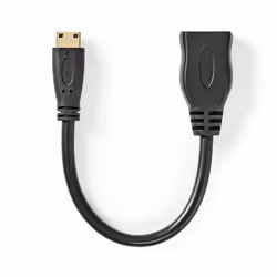 NEDIS Câble HDMI 0.2M Haute Vitesse avec Ethernet  Mini-Connecteur HDMI - HDMI Femelle  02 m  Noir
