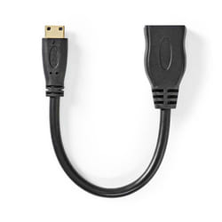 NEDIS Câble HDMI 0.2M Haute Vitesse avec Ethernet  Mini-Connecteur HDMI - HDMI Femelle  02 m  Noir