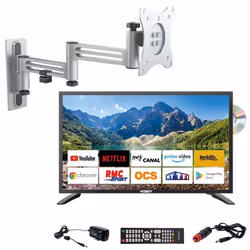 Pack ANTARION TV LED 21.5 54cm Smart Connect Lecteur DVD + Support TV Double Bras