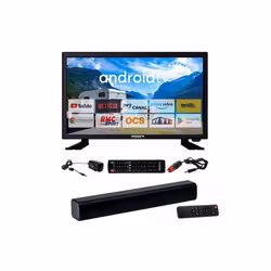 Pack ANTARION TV LED 21.5 54cm Smart TV Camping 12V + Barre de Son Compacte