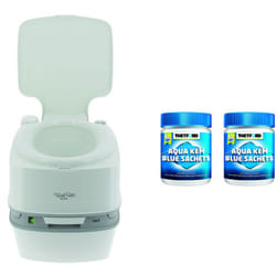 Pack Thetford Toilette Portable 21 Litres 100% Autonome + 2x15 Sachets Traitement des Matières Camping car