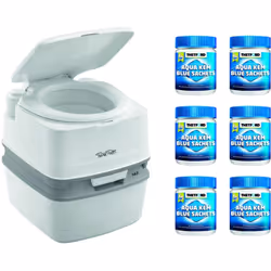 Ce pack comprend: - 1x THETFORD Toilette Portable 100% Autonome 21 Litres Camping-Car Bateau Fourgon - 6x THETFORD Aqua-Kem B ...