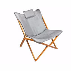 Fauteuil Butterfly Toile Amovible Structure Pliante Sac de Rangement Camping Car Gris - Midland