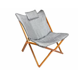 Fauteuil Butterfly Toile Amovible Structure Pliante Sac de Rangement Camping Car Gris - Midland