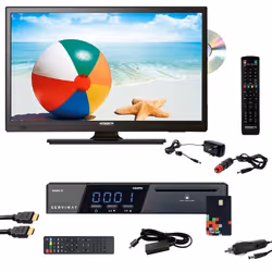 Pack TV LED 18.5 47cm Téléviseur HD DVD + Récepteur Satellite TNTSAT Camping Car