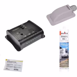 Le kit de pose en blister contient : • Le régulateur solaire P10 • Un passe-toit étanche • Une cartouche Dekasyl MS1 • Une li ...