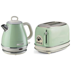 Ariete - Pack Bouilloire électrique 1L + Grille-Pain Acier Vert Vintage Rétro