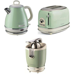 Ariete - Pack Bouilloire électrique 1L + Grille-Pain Acier Vert Vintage Rétro + Presse-agrumes électrique 85W