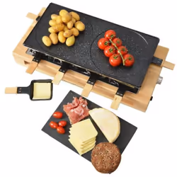 Cet appareil à raclette convivial de Kitchenchef vous permettra de griller vos aliments tout en laissant fondre tranquillemen ...