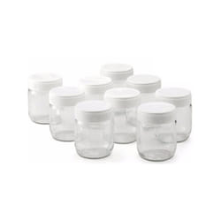 Lagrange - 9 pots de 185g à Yaourt Transparents Couvercles emboîtables Blanc inclus