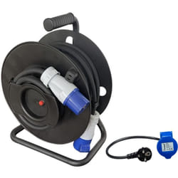 Antarion - Pack Enrouleur de câble électrique Camping 3600W 25M P17 + Adaptateur Femelle P17 - 230V cee 150cm pour Camping-Car