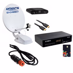 Pack ANTARION Parabole Automatique Camping-car + STRONG Décodeur + HDSAT Cordon Allume Cigare