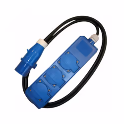 HABA Rallonge multiprise 1,5 mètres Camping Car Boîtier 3 fiches Schuko. Long. : 1,5 m Fils 3 x 1,5 mm2 Tension : 220 V.