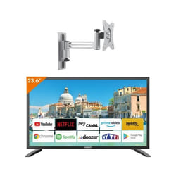 PACK ANTARION TV LED 23.6 60cm Téléviseur SMART CONNECT Androïd 11.0 12V + Support TV 180° Charge m