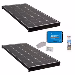 PACK 2xANTARION BLACK BOOSTER 170W Seul Panneau solaire Camping Car + Kit de pose solaire avec Régul