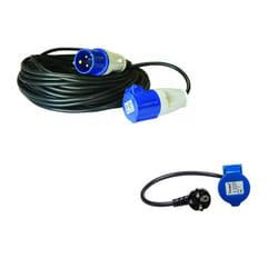 Antarion - pack Rallonge Electrique 15m Prise P17 + Adaptateur Femelle P17-230V 1.5.M Pour Camping-Car
