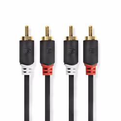 NEDIS Câble Audio Stéréo  2x RCA Mâles - 2x RCA Mâles  10 m  Anthracite