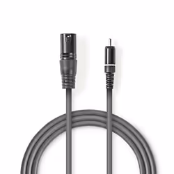 NEDIS Câble Audio XLR XLR Mâle à 3 broches - RCA Mâle 15 m Gris
