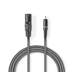 NEDIS Câble Audio XLR  XLR Mâle à 3 broches - RCA Mâle  15 m  Gris
