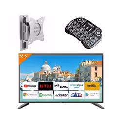Pack ANTARION TV LED 23.6 60cm Téléviseur SMART CONNECT + Support TV + Clavier sans fil