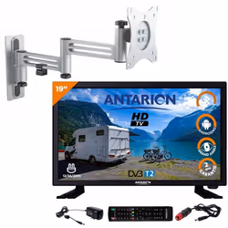 Pack ANTARION TV LED 18.5 47cm Téléviseur HD Bluetooth ANDROID + Support TV Double Bras