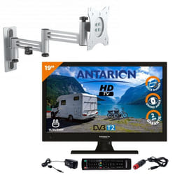 Pack ANTARION TV LED 18.5 47cm Téléviseur HD 12V + Support TV Double bras