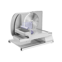 Kitchenchef - Trancheuse Electrique 150W Gris Corps en fonte d'alu Lame 197cm Chariot 116.5 x 18.5cm