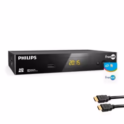 Récepteur TV Satellite HD - PHILIPS - DSR3031F - Carte FRANSAT PC7 - Câble HDMI 2m - 12V