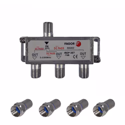 Ce pack comprend : - 1x FAGOR répartiteur antenne TV ou SAT 1 entrée 3 sorties 5-2300Mhz - 4x SERVIMAT fiches F 7mm haute qua ...