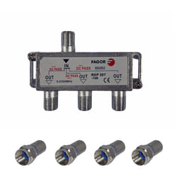 Fagor - Pack Répartiteur Antenne tv ou sat 1 Entrée 3 sorties 5-2300Mhz + 4 Fiches f 7mm Haute Qualité