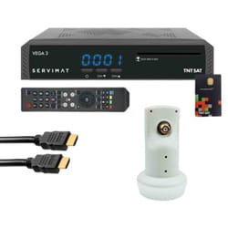 Servimat - pack vega 3 Decodeur satellite Full hd + Carte d'TNTSAT V6 + Câble hdmi + lnb Single hdsat