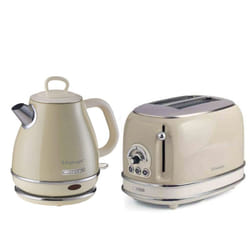 Ariete - Pack Bouilloire électrique 1L + Grille-Pain Acier Beige Vintage Rétro
