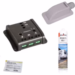 Le kit de pose en blister contient : - Le régulateur solaire SMC20 - Un passe-toit étanche - Une cartouche Dekasyl MS1 - Une  ...
