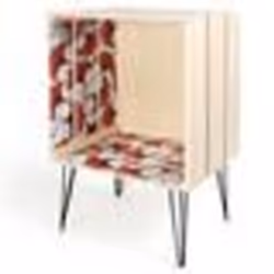 The Home Deco Factory - Bout de canapé ethnique en Bois et Métal - L.40xH.60 cm - Rouge
