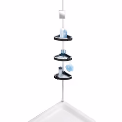 Wenko - Etagère de douche extensible Wave - L. 27 x H. 70/260 cm - Noir
