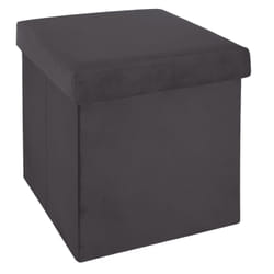 Pouf coffre pliable velours Tess - L. 38 x H. 38 cm