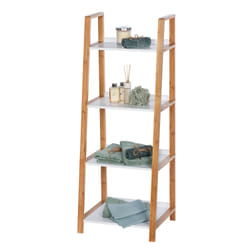 Etagère de salle de bain en bambou Finja - L. 43 x H. 112 cm - Blanc