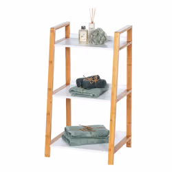 Etagère de salle de bain en bambou Finja - L. 43 x H. 76 cm - Blanc